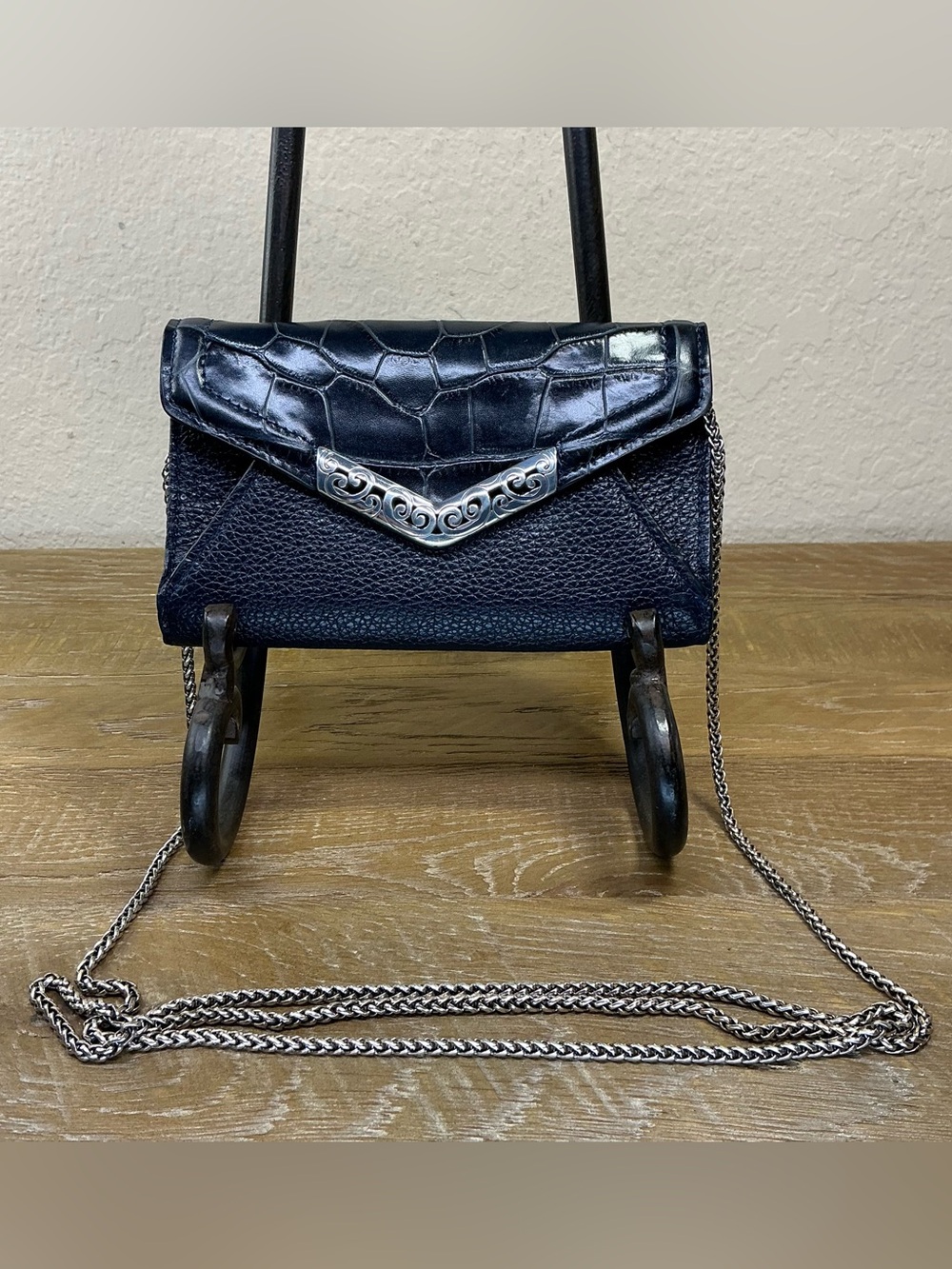 Brighton Navy Blue Vintage Mingle Envelope Crossbody Wallet/Mini Bag/Clutch